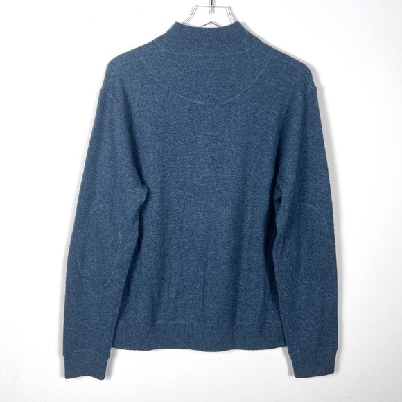 Rafft Men's 100% Cashmere Sweater Blue Half-Zip Elbow Patches Size Large - Picture 9 of 13